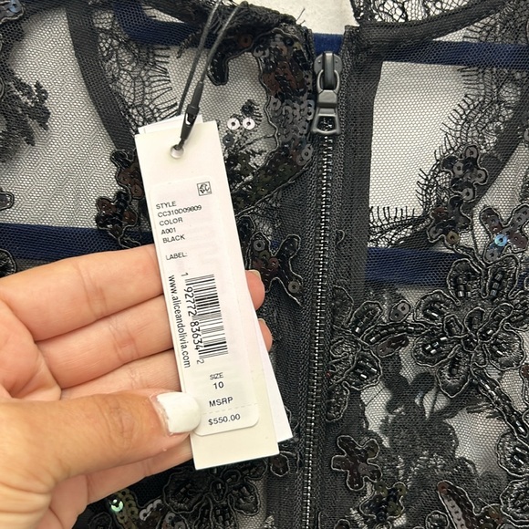 Alice + Olivia Alaina Sequined Lace-Trim Romper - Picture 8 of 11